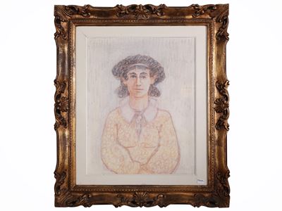 Ritratto femminile, tecnica mista su carta