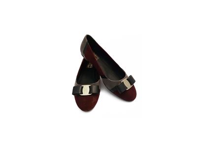 Salvatore Ferragamo - Ballerine in Suede Bordeaux e Grigio