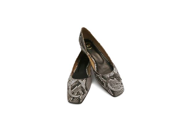 Cavalli Class - Ballerine in pitone bianco e nero