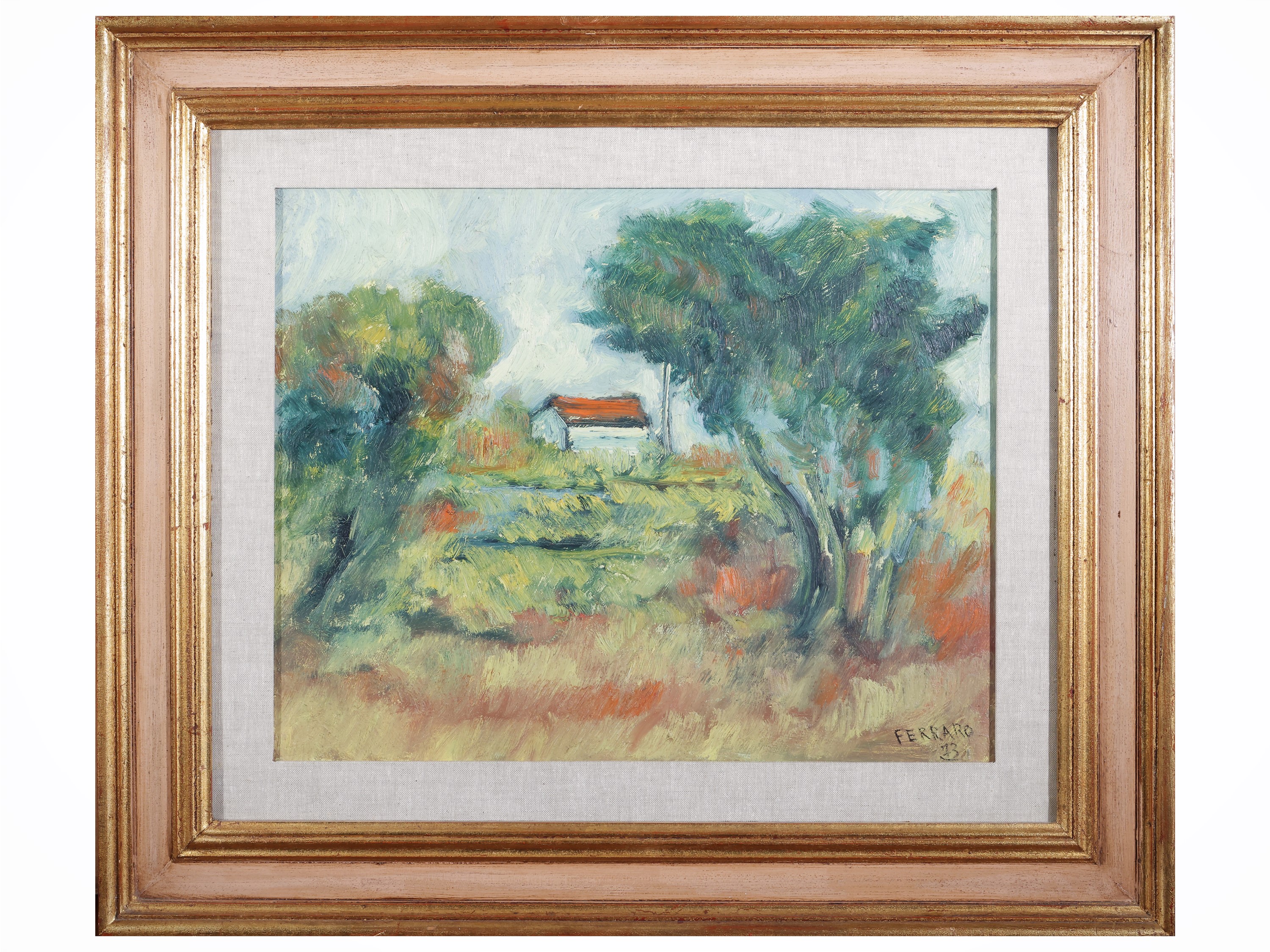 Franco Ferraro - Paesaggi e Vaso di fiori, tre dipinti ad olio su tela