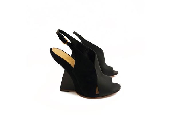 Sergio Rossi - Sandali slingback in pelle e suede nero