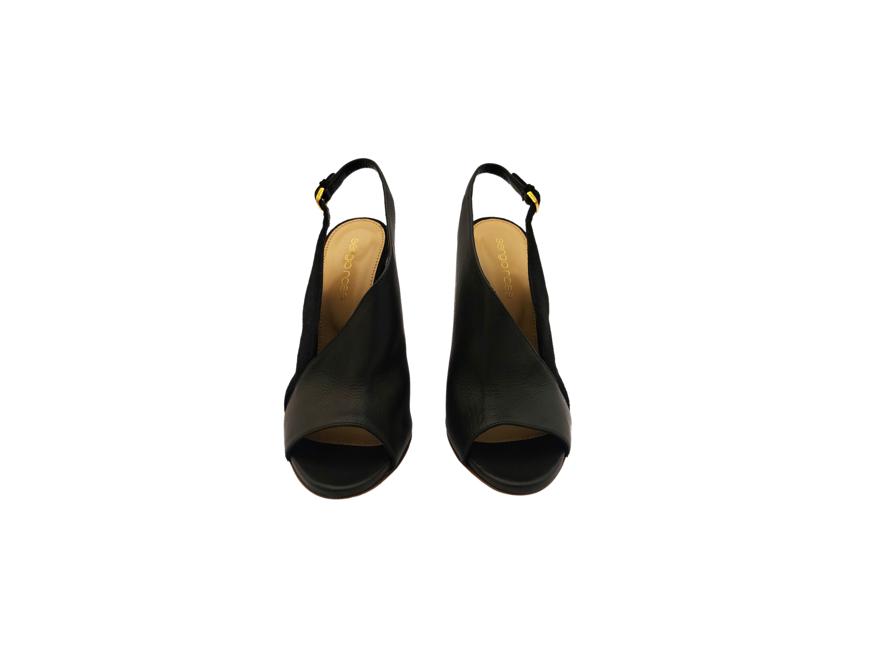 Sergio Rossi - Sandali slingback in pelle e suede nero