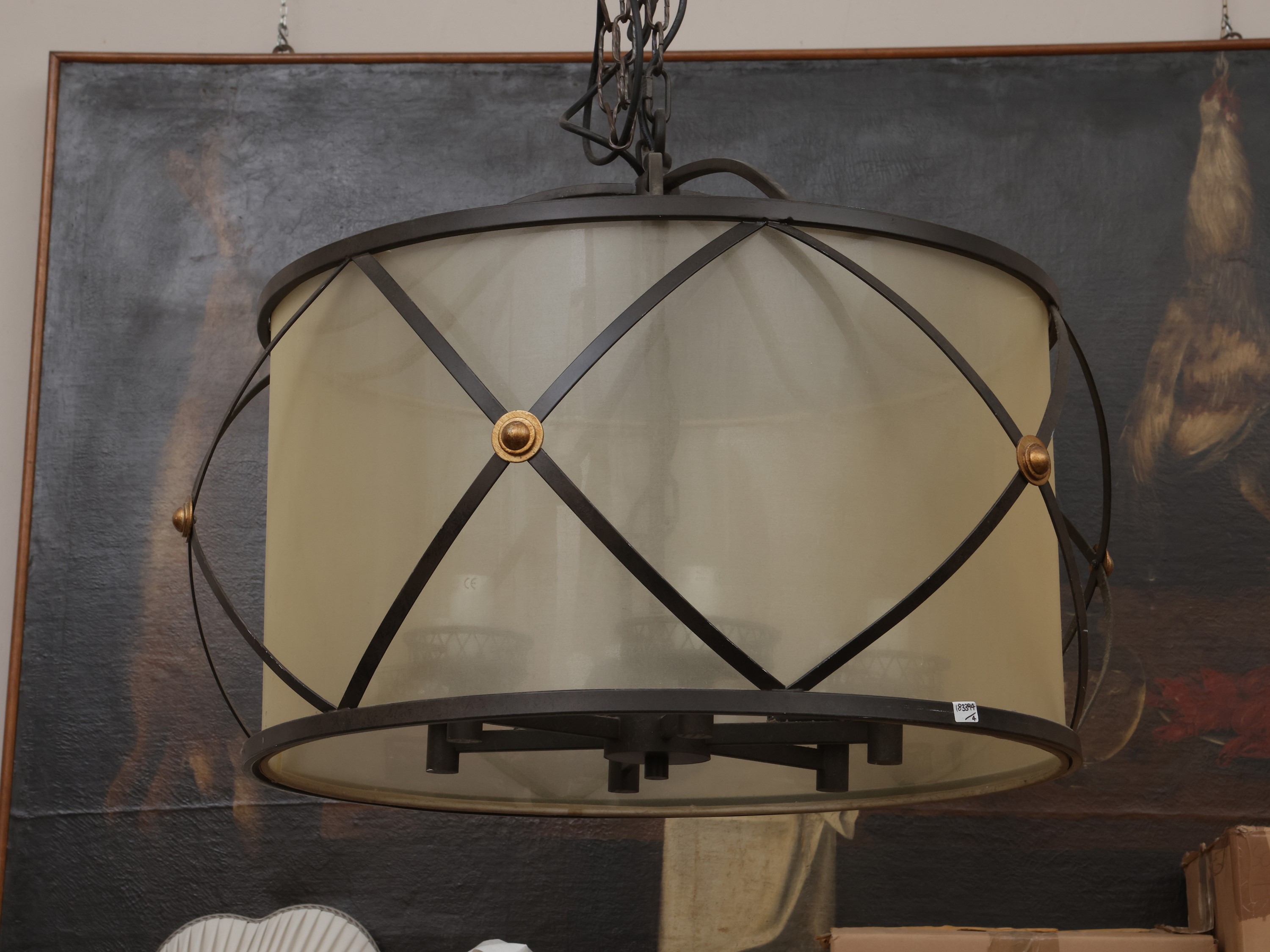 Grande lampadario in ferro battuto