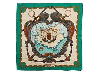 Hermès, Foulard in seta 'Provence', cm 88x89