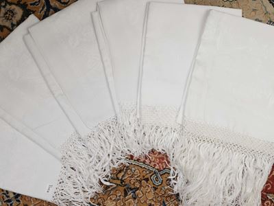 Sei asciugamani in lino di Fiandra, inizio del XX secolo