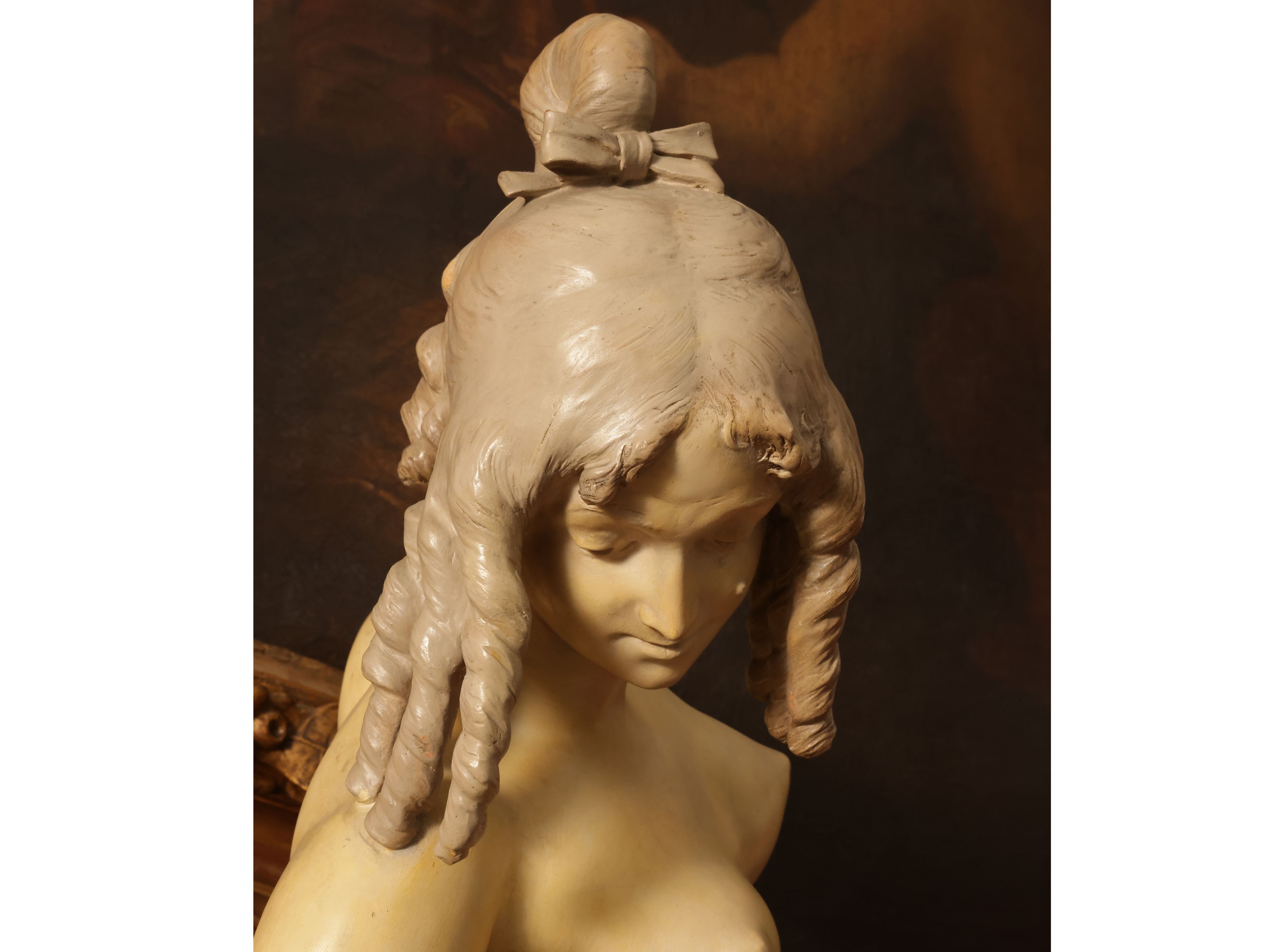 Scuola Francese della Fine del XIX Secolo - Venere, scultura in ceramica patinata
