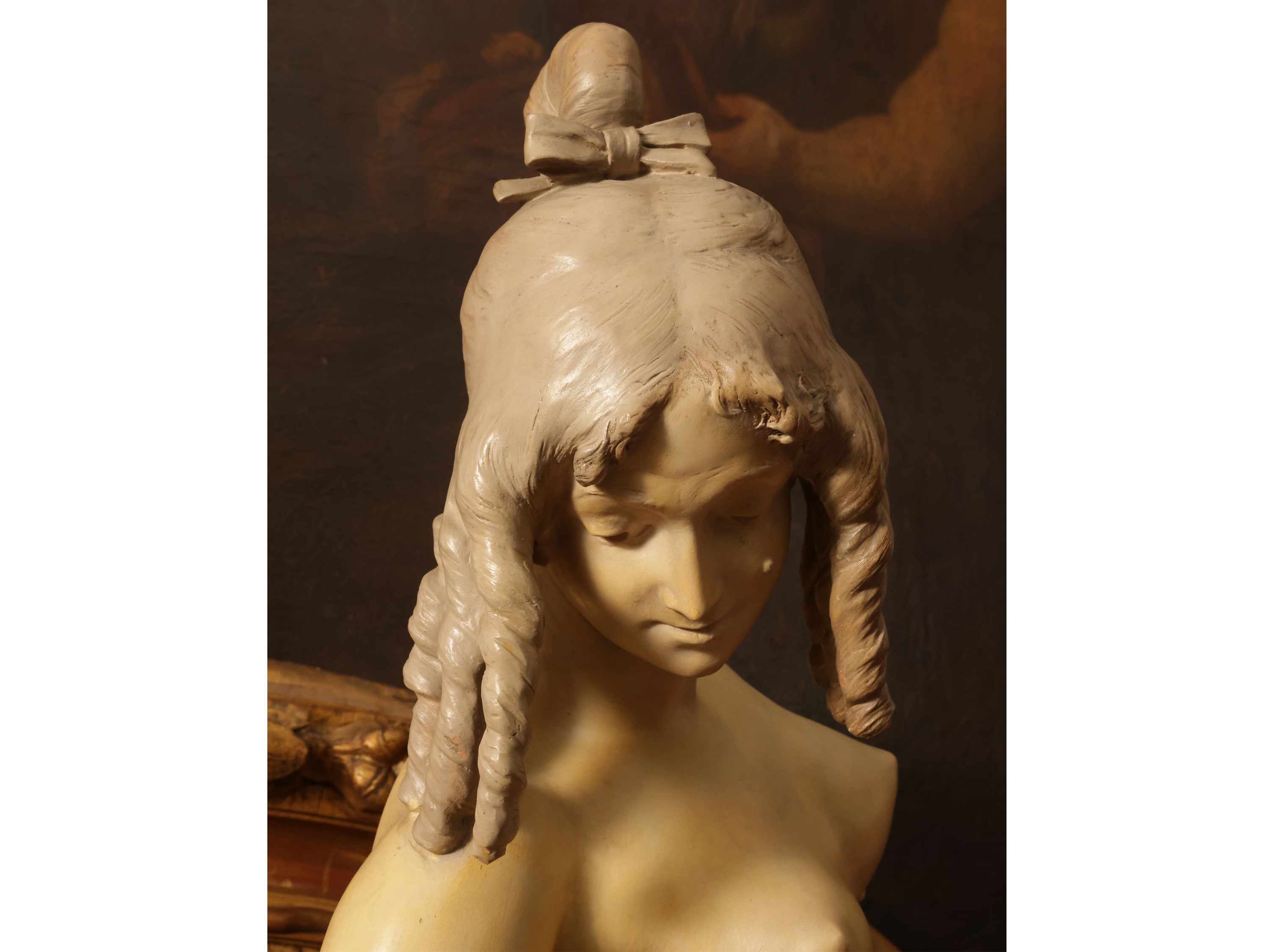 Scuola Francese della Fine del XIX Secolo - Venere, scultura in ceramica patinata