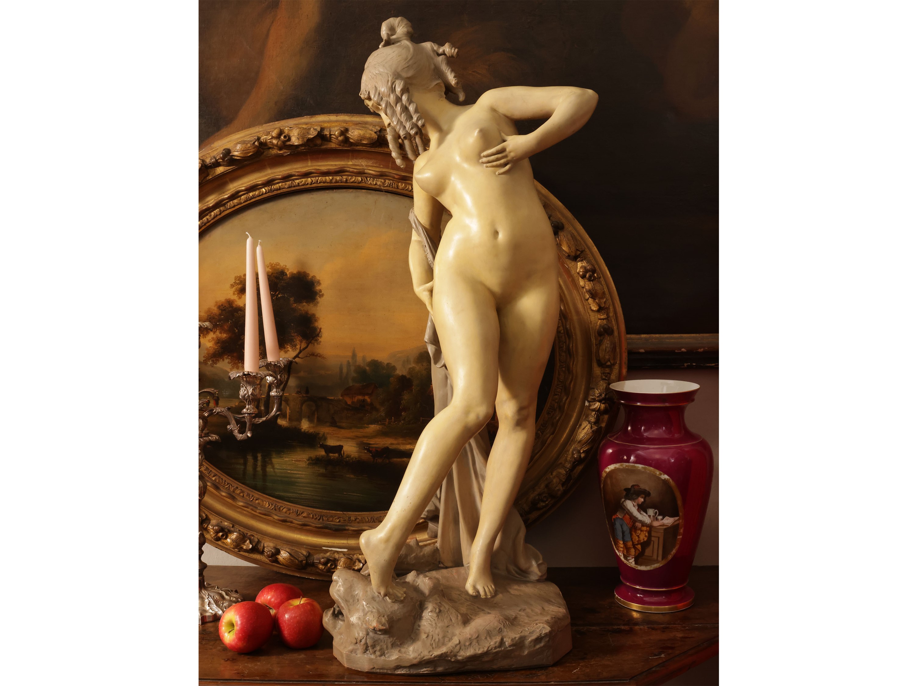 Scuola Francese della Fine del XIX Secolo - Venere, scultura in ceramica patinata