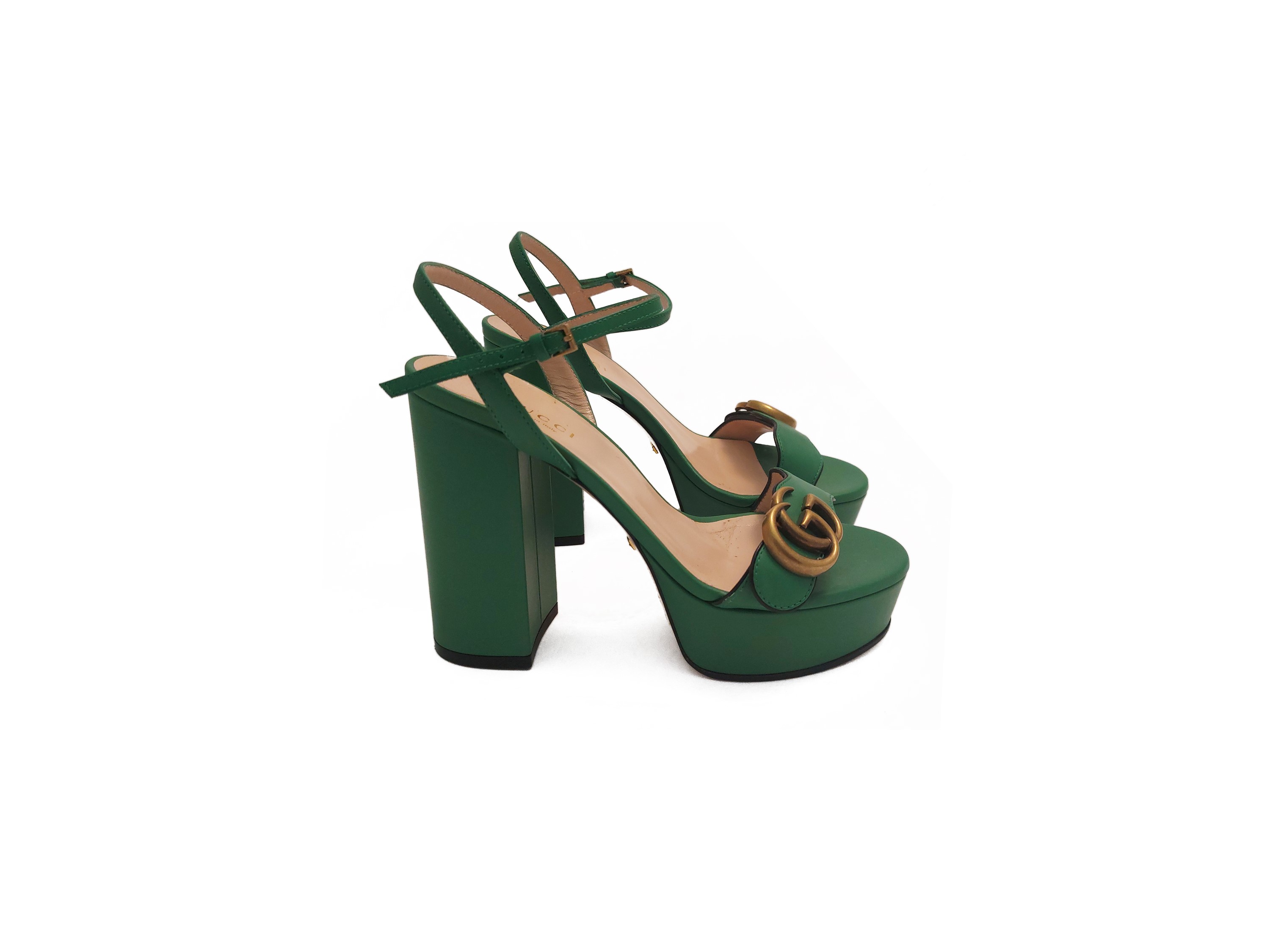 Gucci - Sandali con plateau in pelle verde