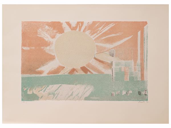 Bruno Saetti : Paesaggio 1977  - Asta Grafica da collezione - Maison Bibelot - Casa d'Aste Firenze - Milano