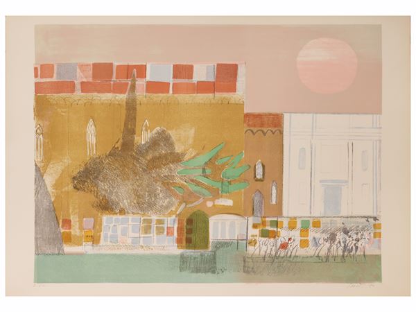 Bruno Saetti : Paesaggio  - Asta Grafica da collezione - Maison Bibelot - Casa d'Aste Firenze - Milano