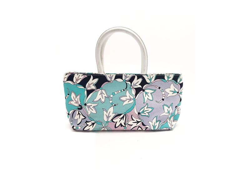 Emilio Pucci - Borsetta a mano in tessuto fantasia turchese