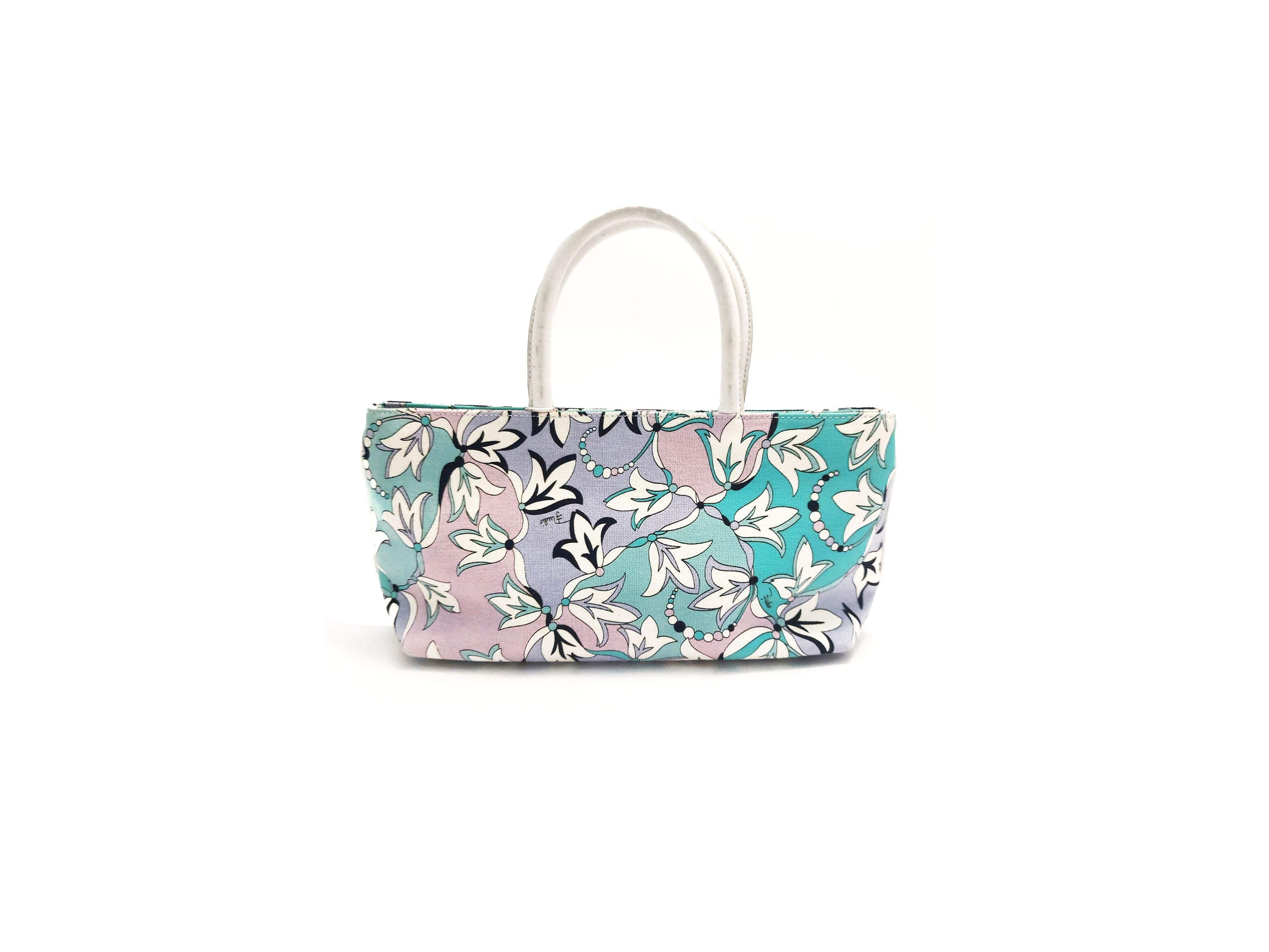 Emilio Pucci - Borsetta a mano in tessuto fantasia turchese