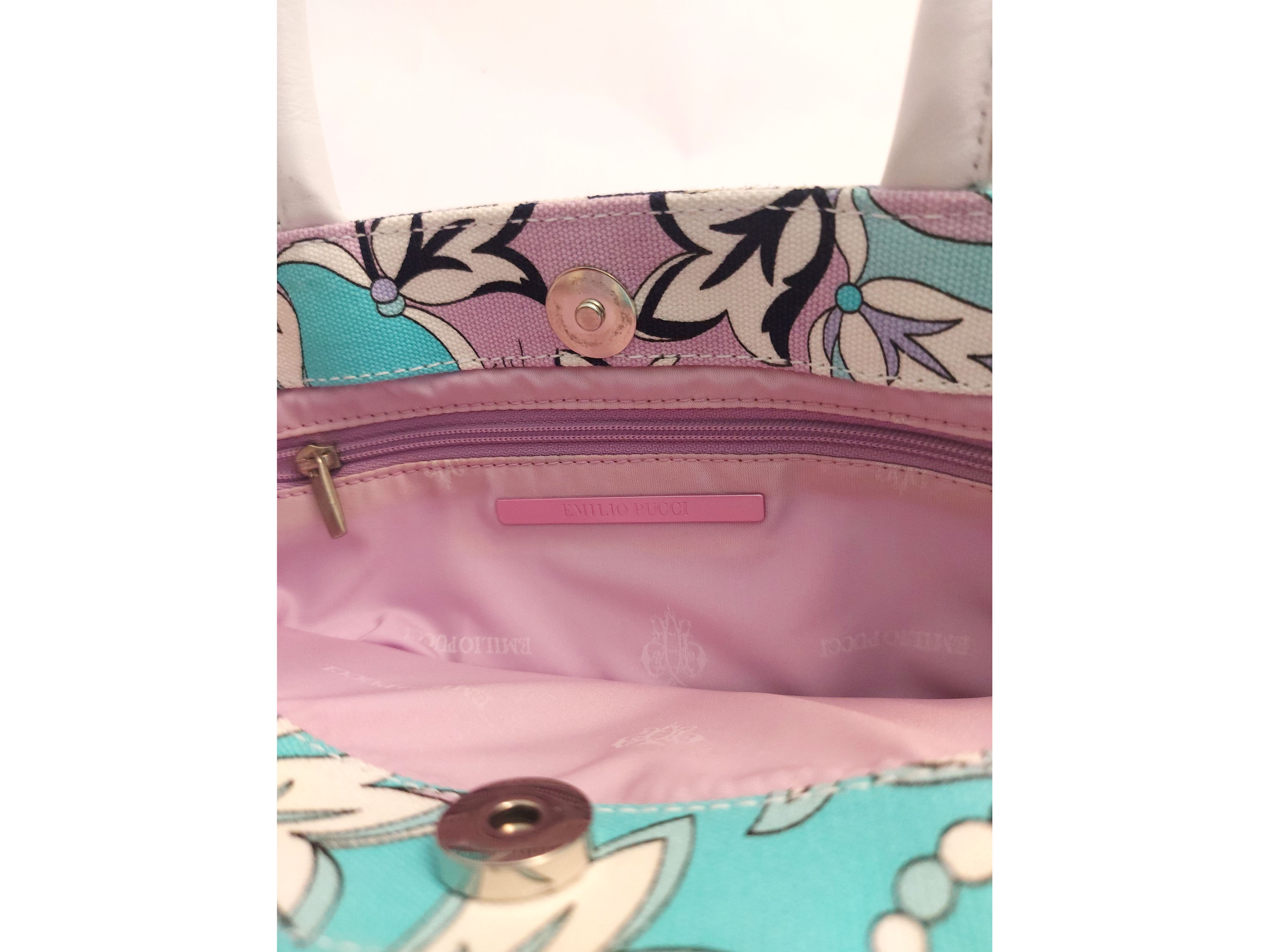 Emilio Pucci - Borsetta a mano in tessuto fantasia turchese