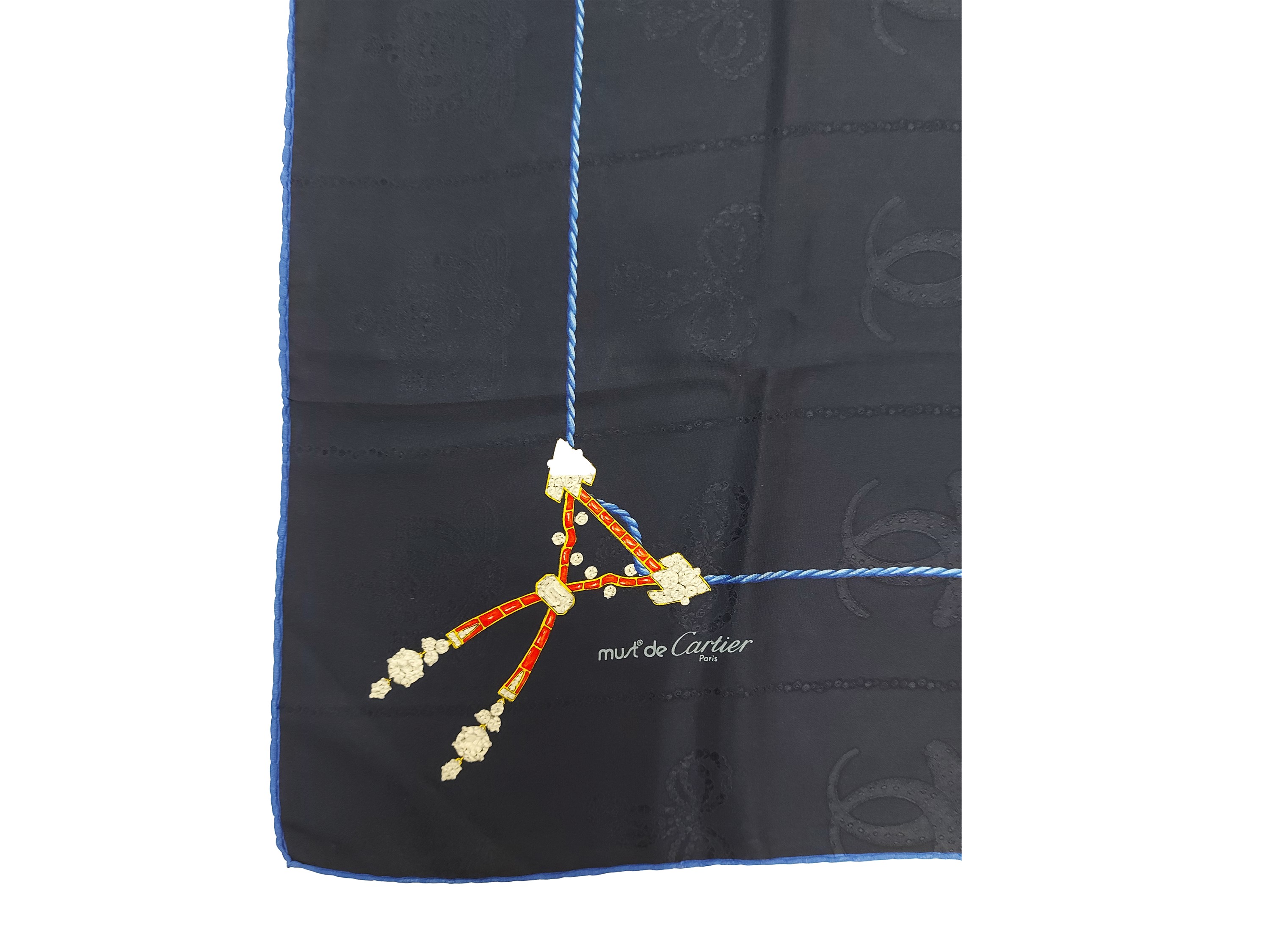 Must de Cartier, Foulard in seta blu con motivo di gioielli