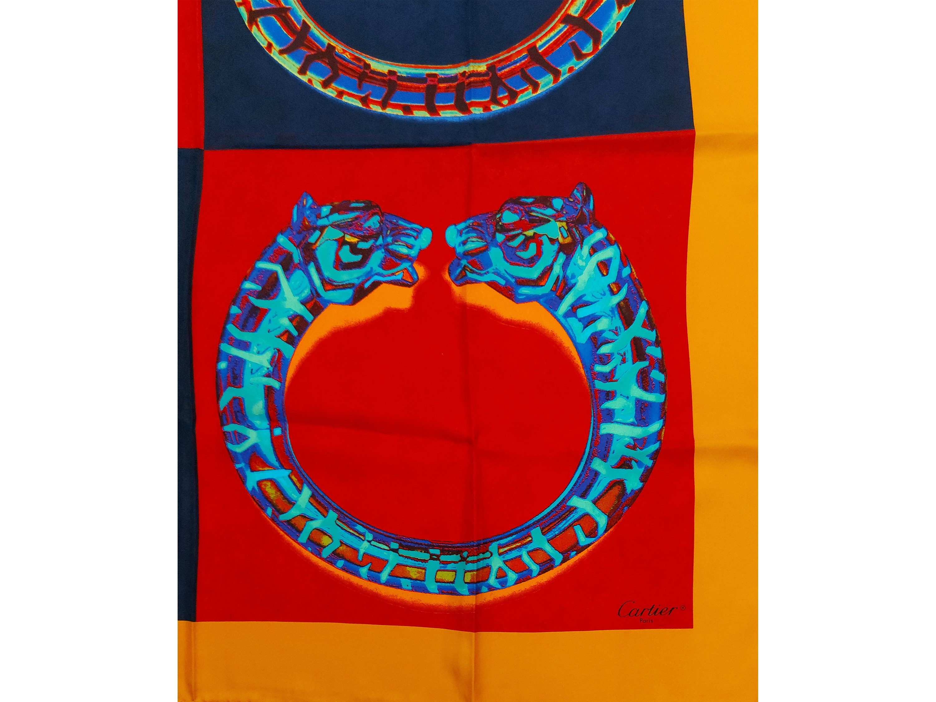 Cartier - Foulard in seta rossa e blu