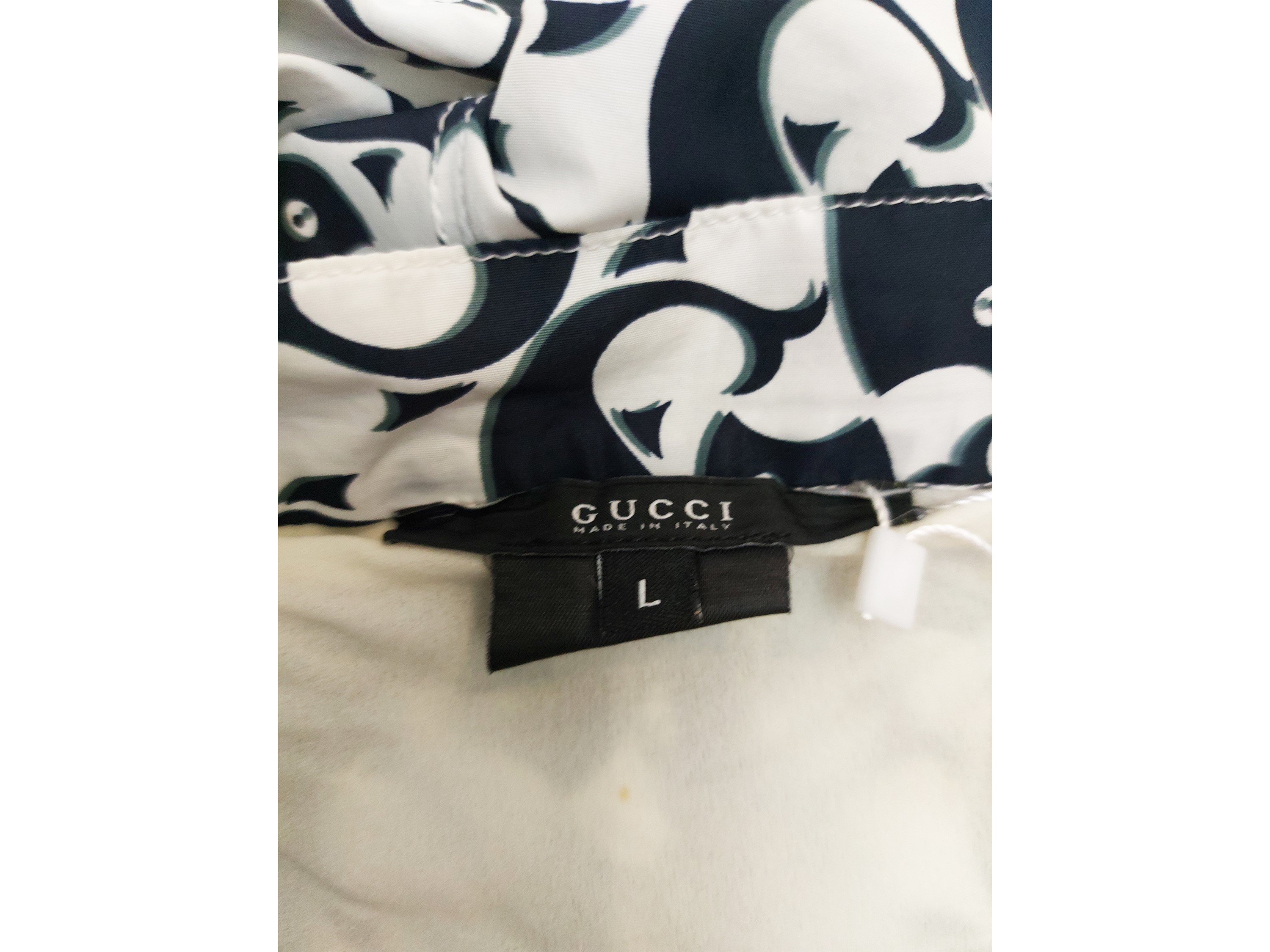 Gucci, Costume da bagno da uomo, modello boxer con motivo di pesci blu