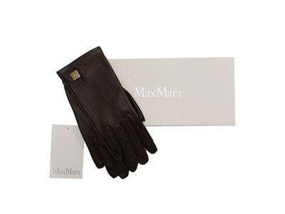 Max Mara, Guanti in pelle d'agnello marrone, misura 7,5