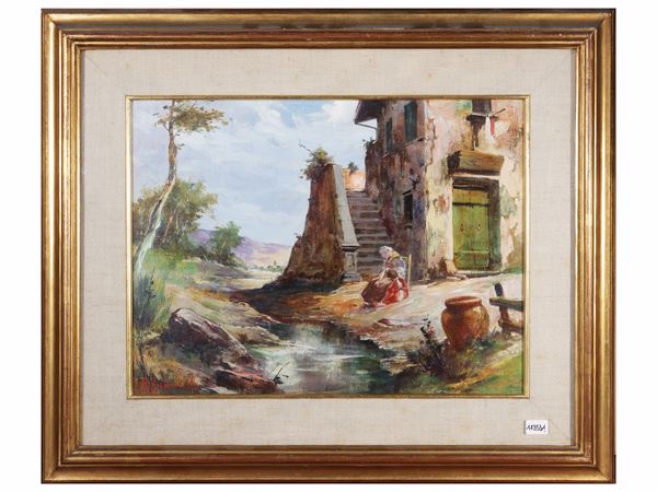 Aldo Affortunati - Paesaggio con figure