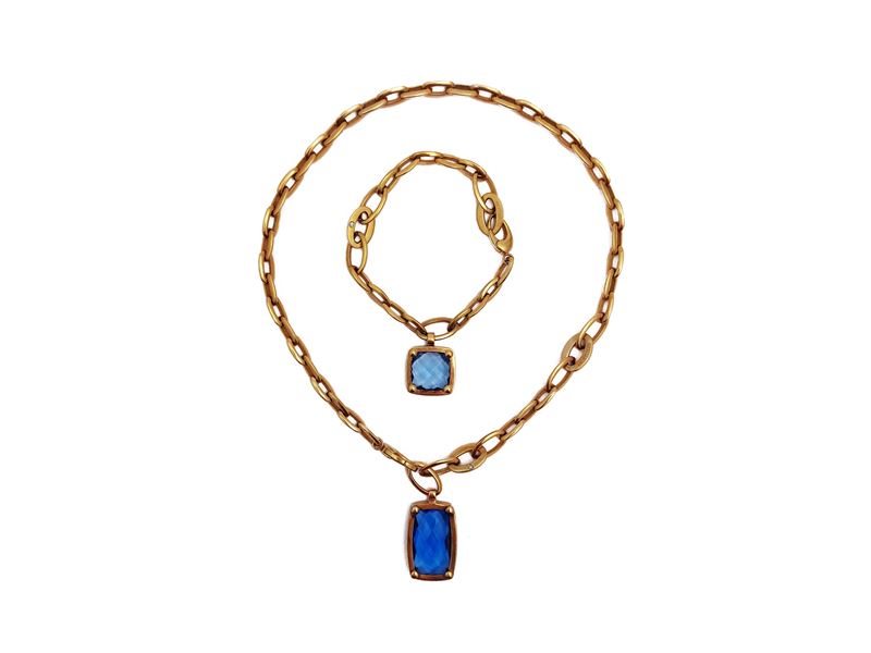 Morellato, Demiparure Collana e Bracciale in Acciaio Placcato Oro Rosa con Pendenti in Cristalli ...