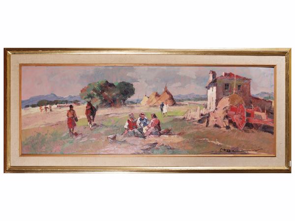 Carlo Domenici - Paesaggio campestre con figure