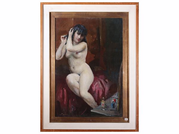 Giulio Salti : Allo specchio  - Asta Luce di Toscana: Maestri del Novecento - Maison Bibelot - Casa d'Aste Firenze - Milano