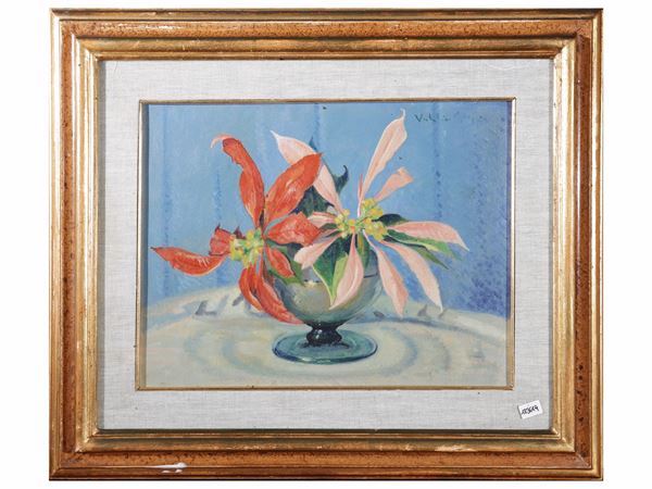 Valentino Ghiglia : Vaso di fiori  - Asta Luce di Toscana: Maestri del Novecento - Maison Bibelot - Casa d'Aste Firenze - Milano