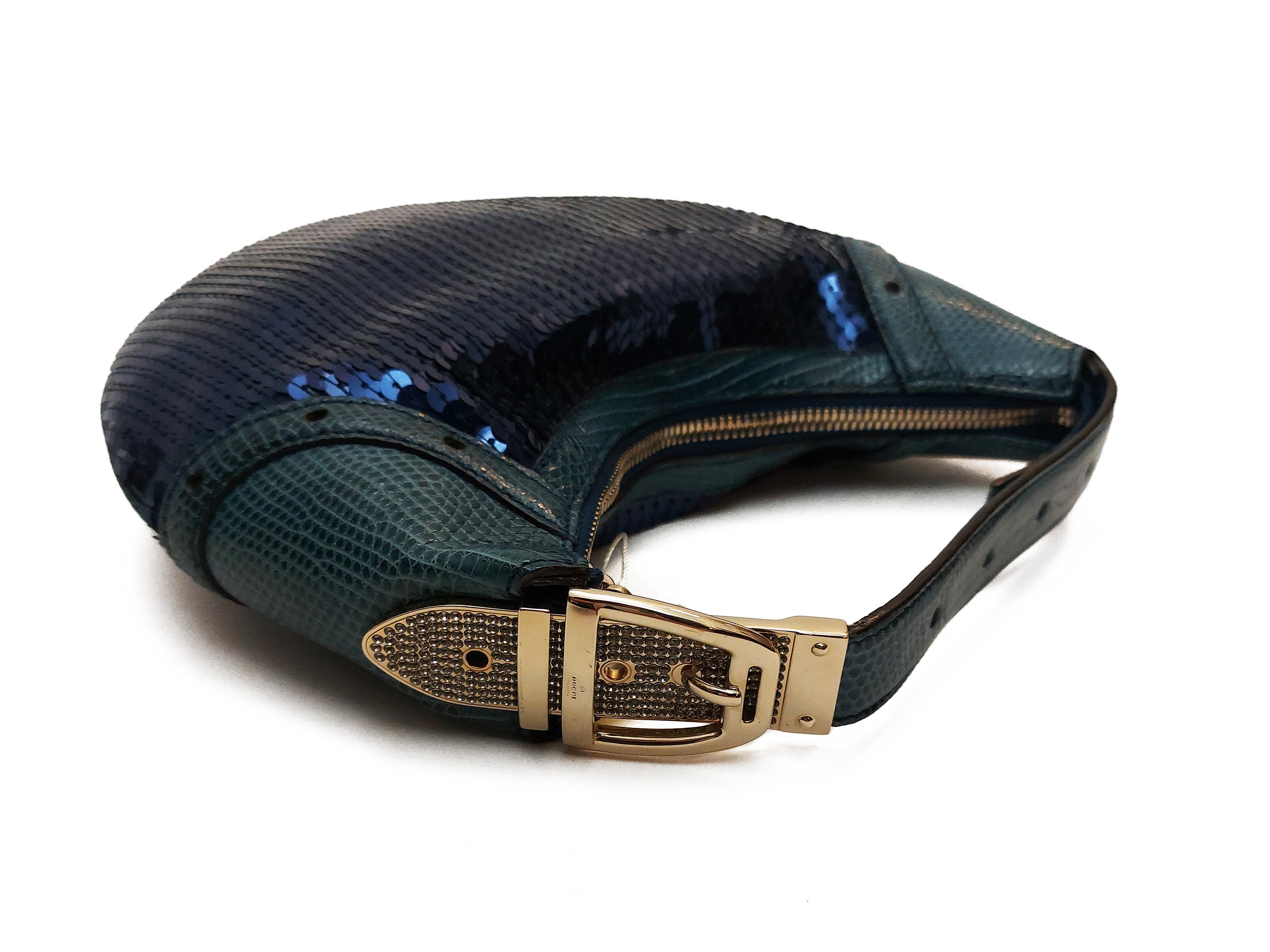 Gucci - Borsetta gioiello a mano in paillettes blu