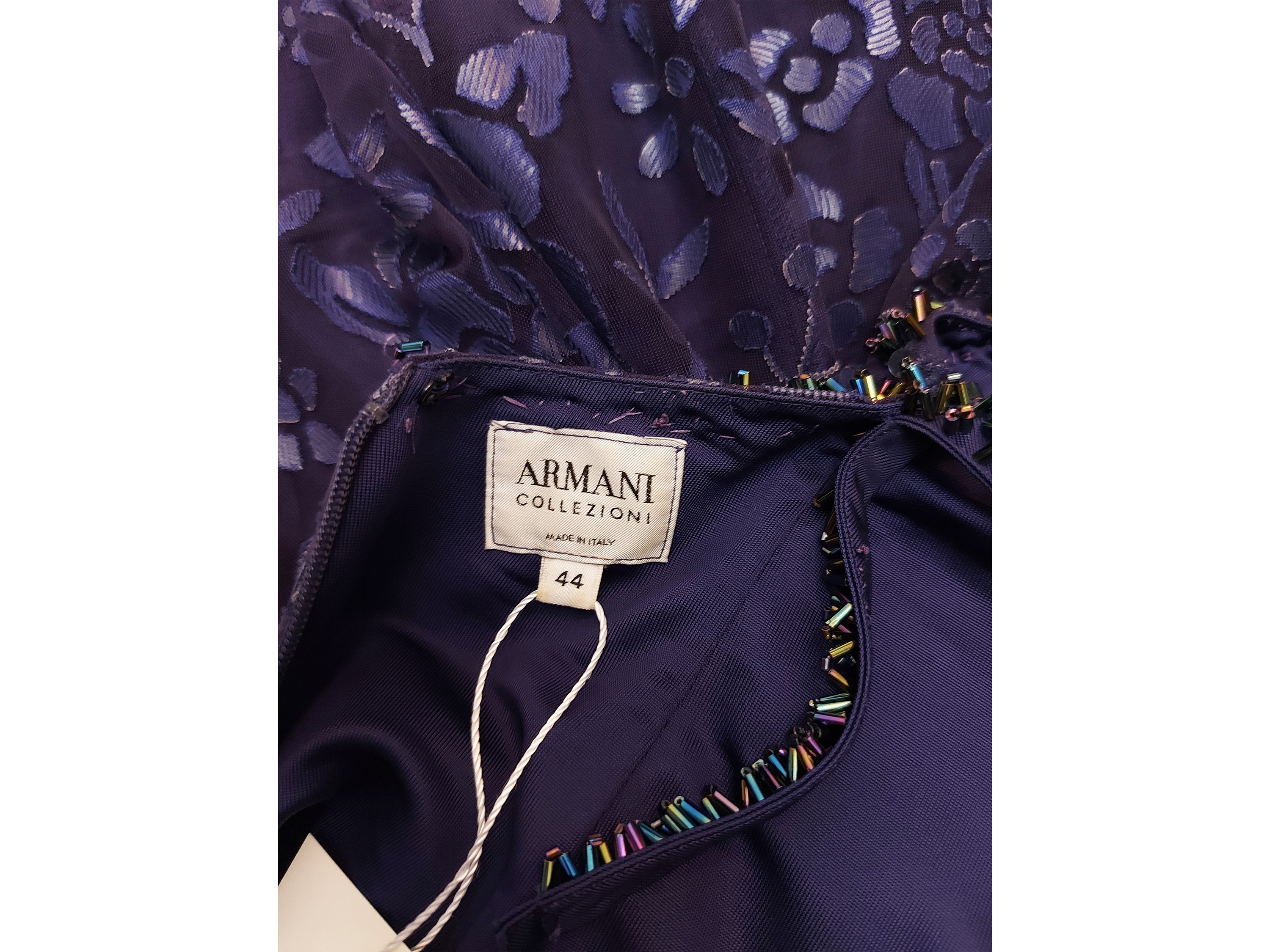 Armani Collezioni, Abito da sera in tulle viola con finiture gioiello