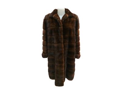 Cappotto lungo in pelliccia di visone marrone, taglia M