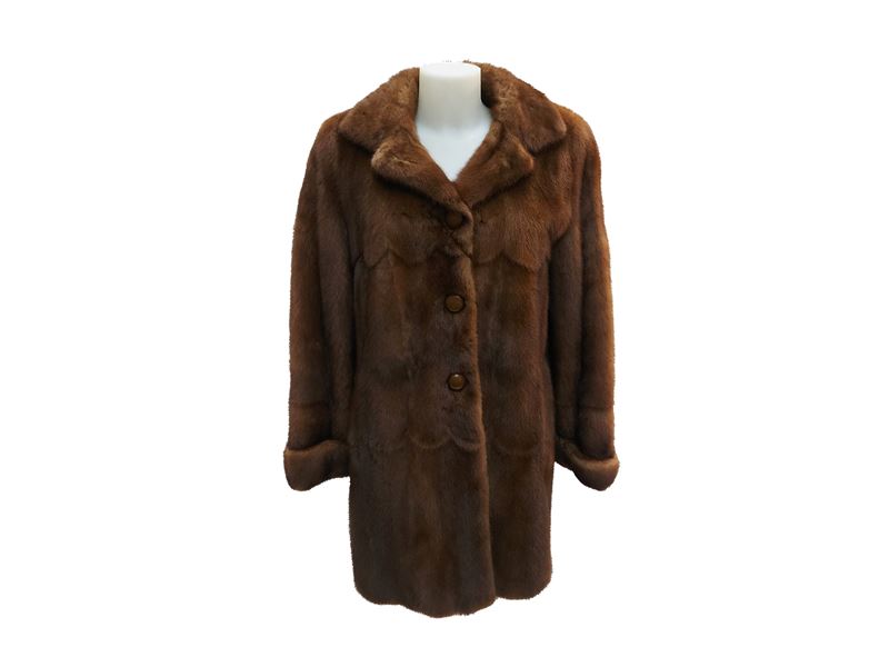 Cappotto in Pelliccia di Visone Marrone Biscotto