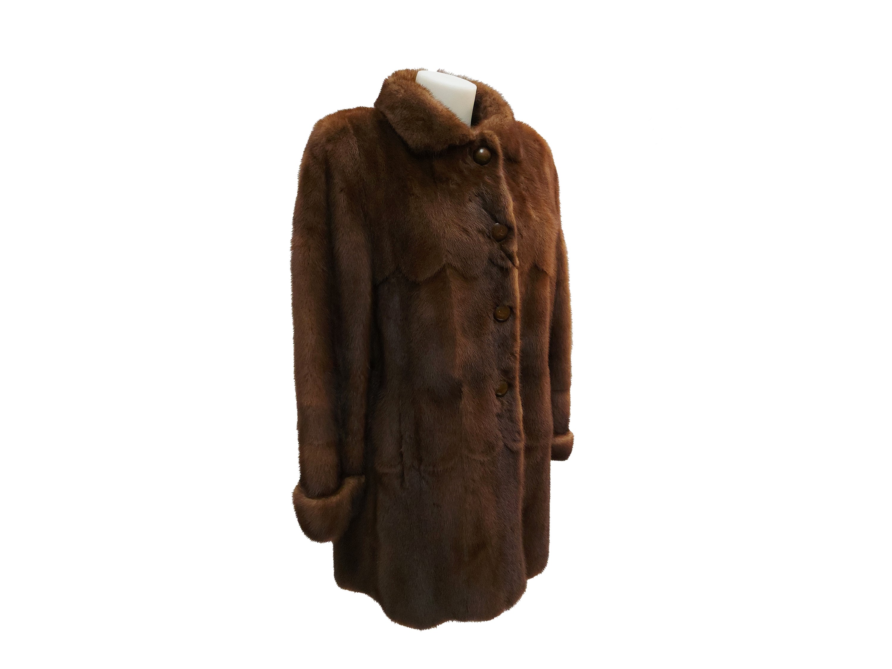 Cappotto in Pelliccia di Visone Marrone Biscotto