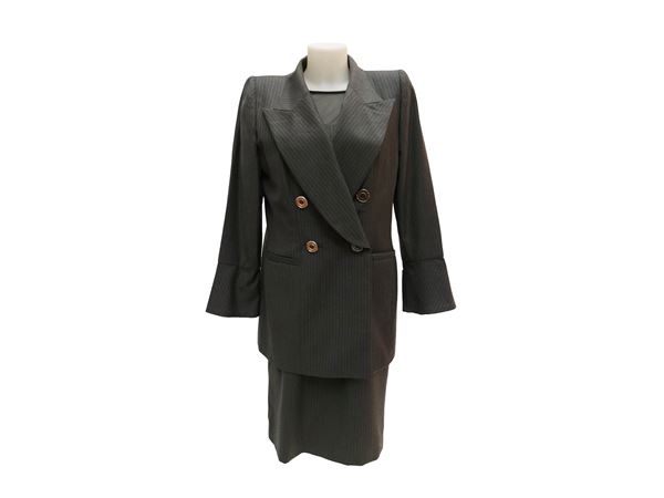 Gai Mattiolo - Tailleur gessato in lana grigia