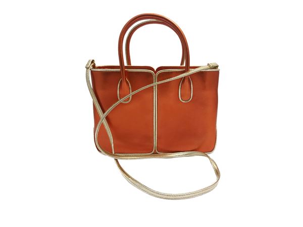 Lancetti - Borsa a mano in pelle metallizzata arancione