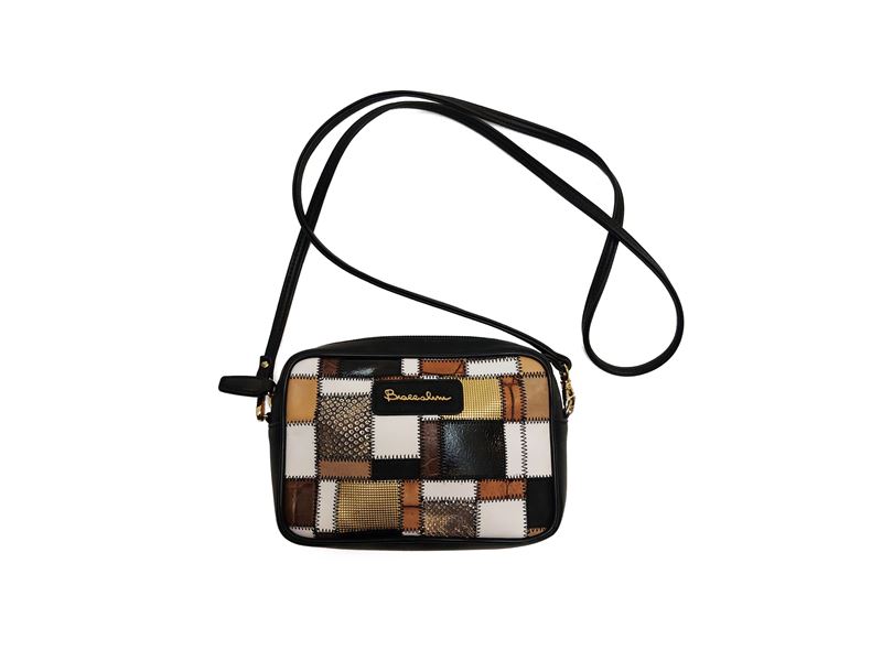 Braccialini, Mini borsa a tracolla in pelle con inserti a patchwork