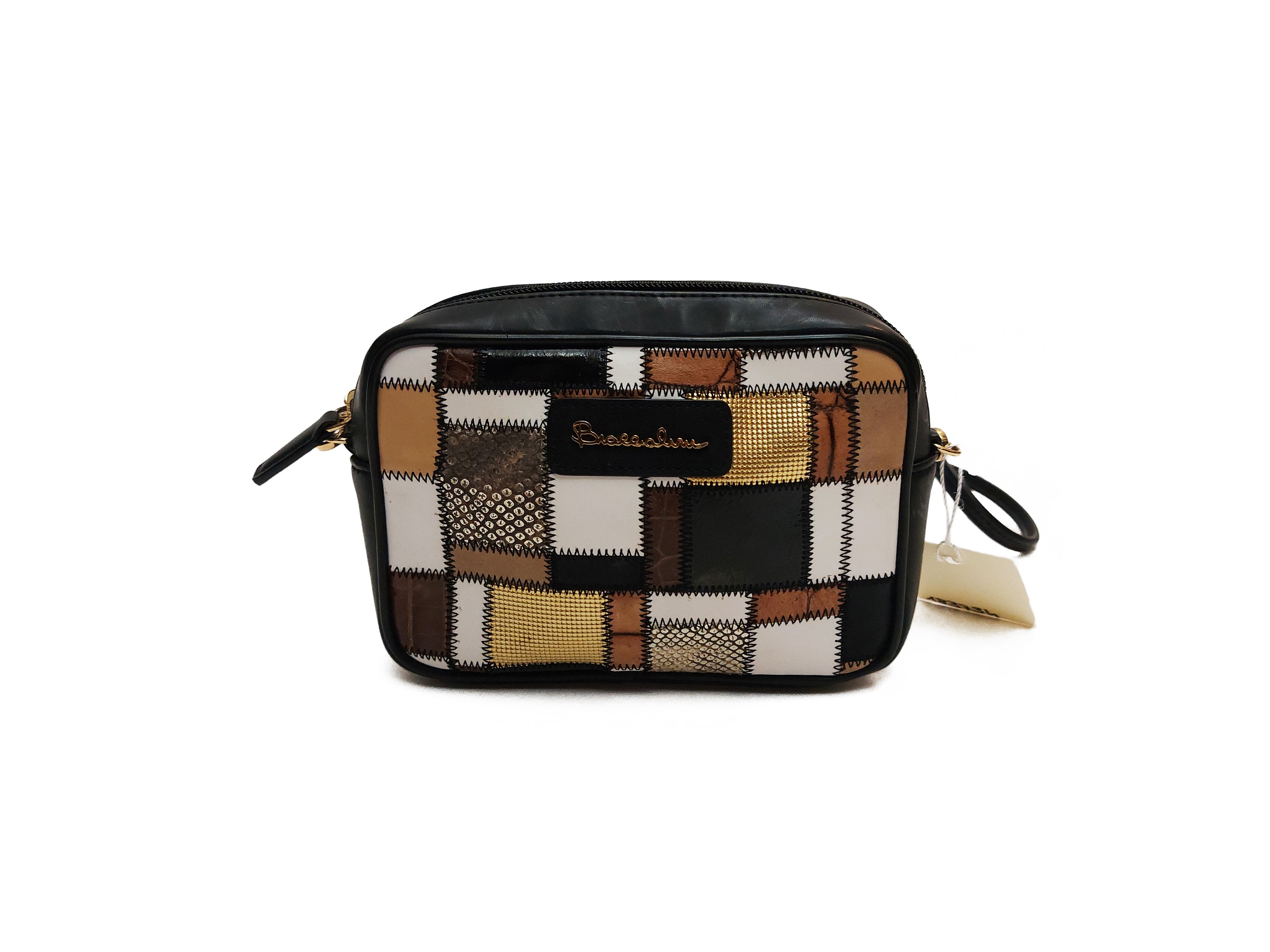 Braccialini, Mini borsa a tracolla in pelle con inserti a patchwork