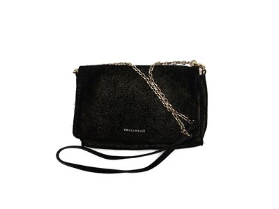 Coccinelle - Borsetta da Sera in Suede Nero Glitterato Oro