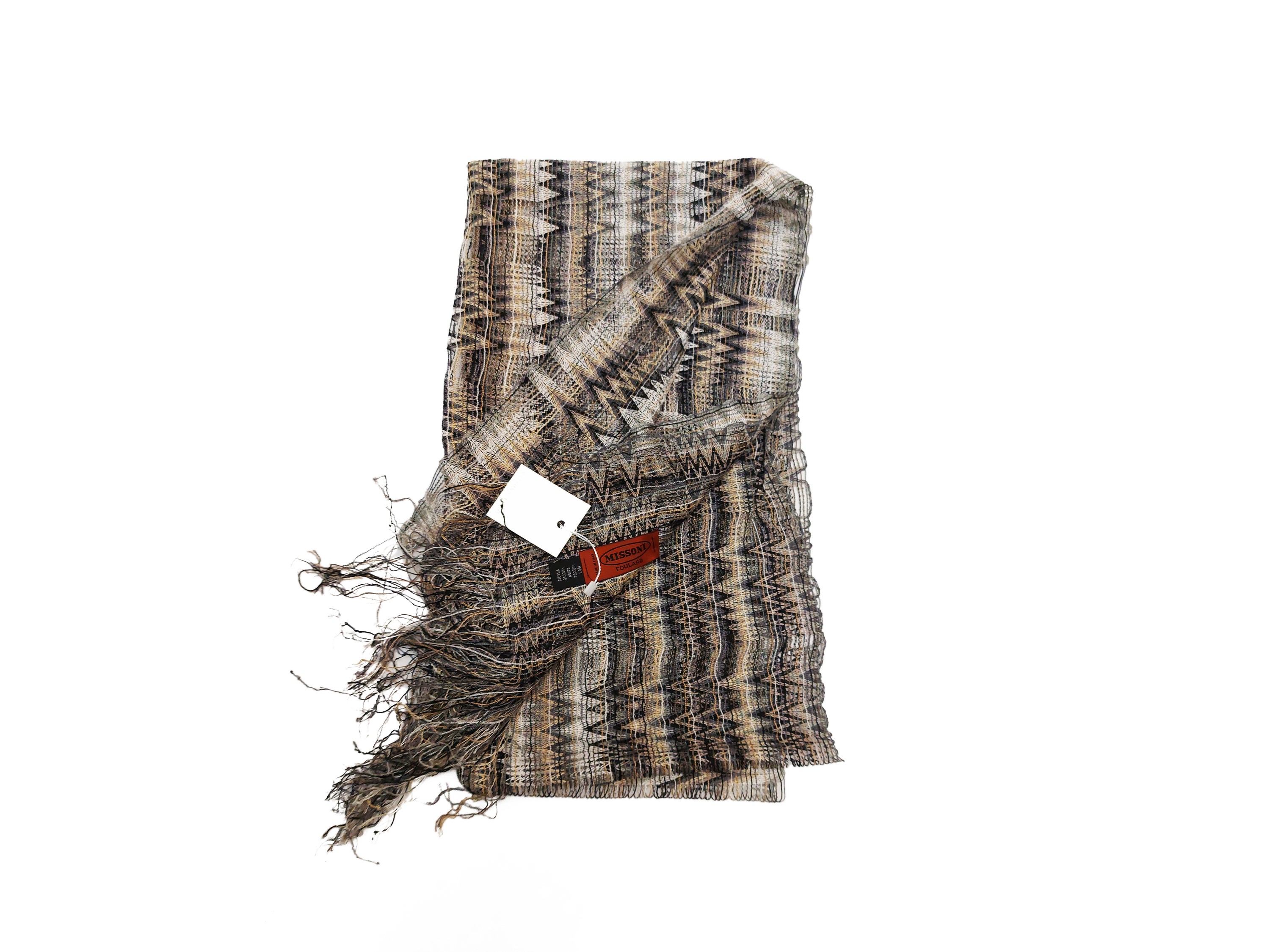 Missoni, Sciarpina in viscosa - Bianca, beige e nera