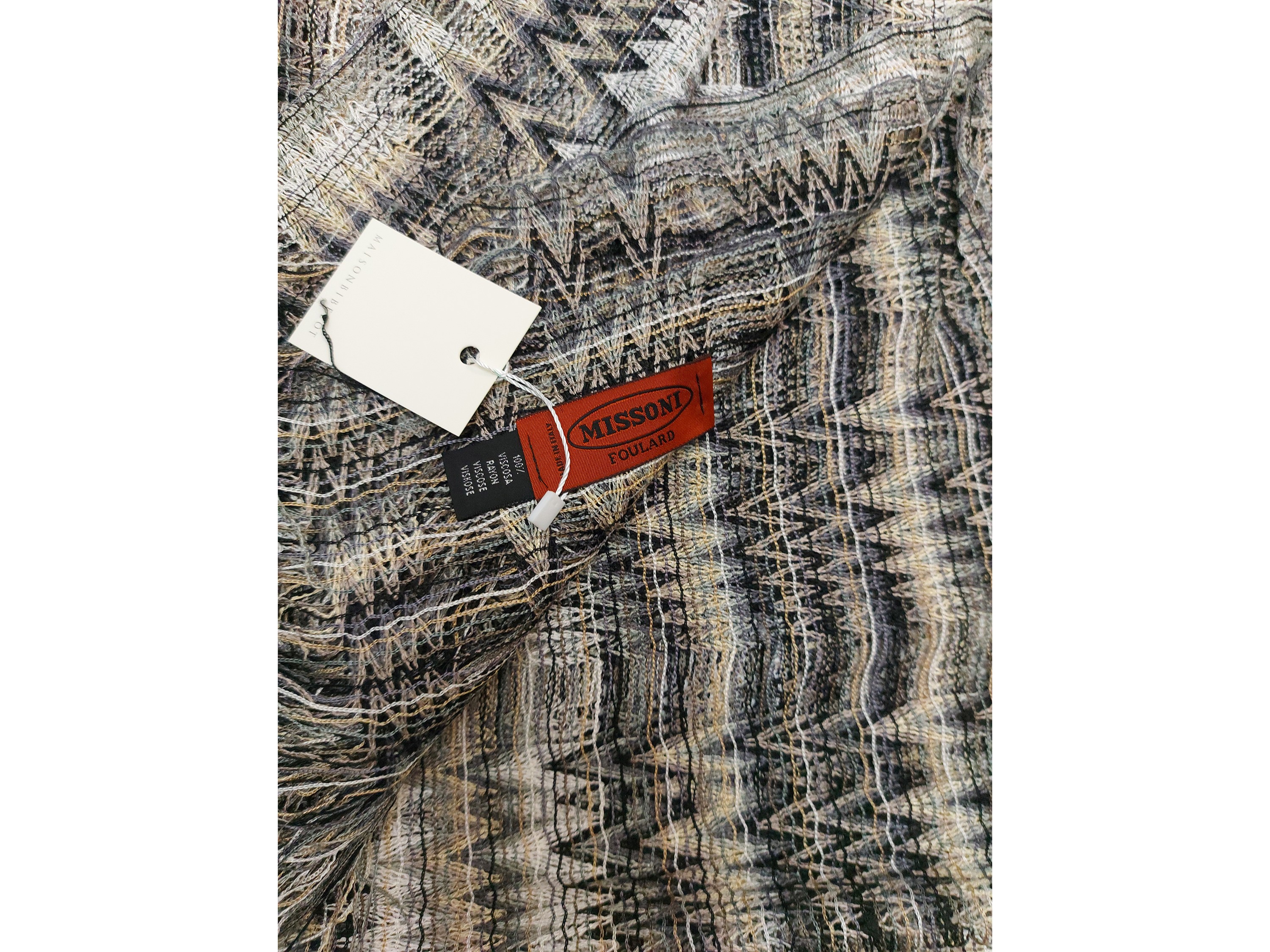 Missoni, Sciarpina in viscosa - Bianca, beige e nera