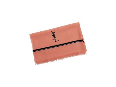 Yves Saint Laurent, Sciarpa in lana rosa con riga blu