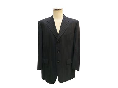 Corneliani, Completo da uomo gessato blu in lana Super 100's