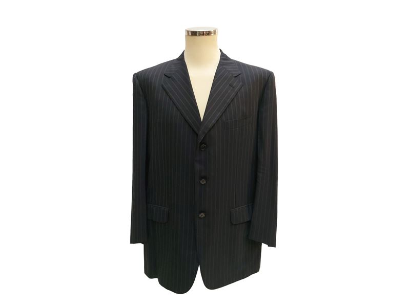 Corneliani, Completo da uomo gessato blu in lana Super 100's