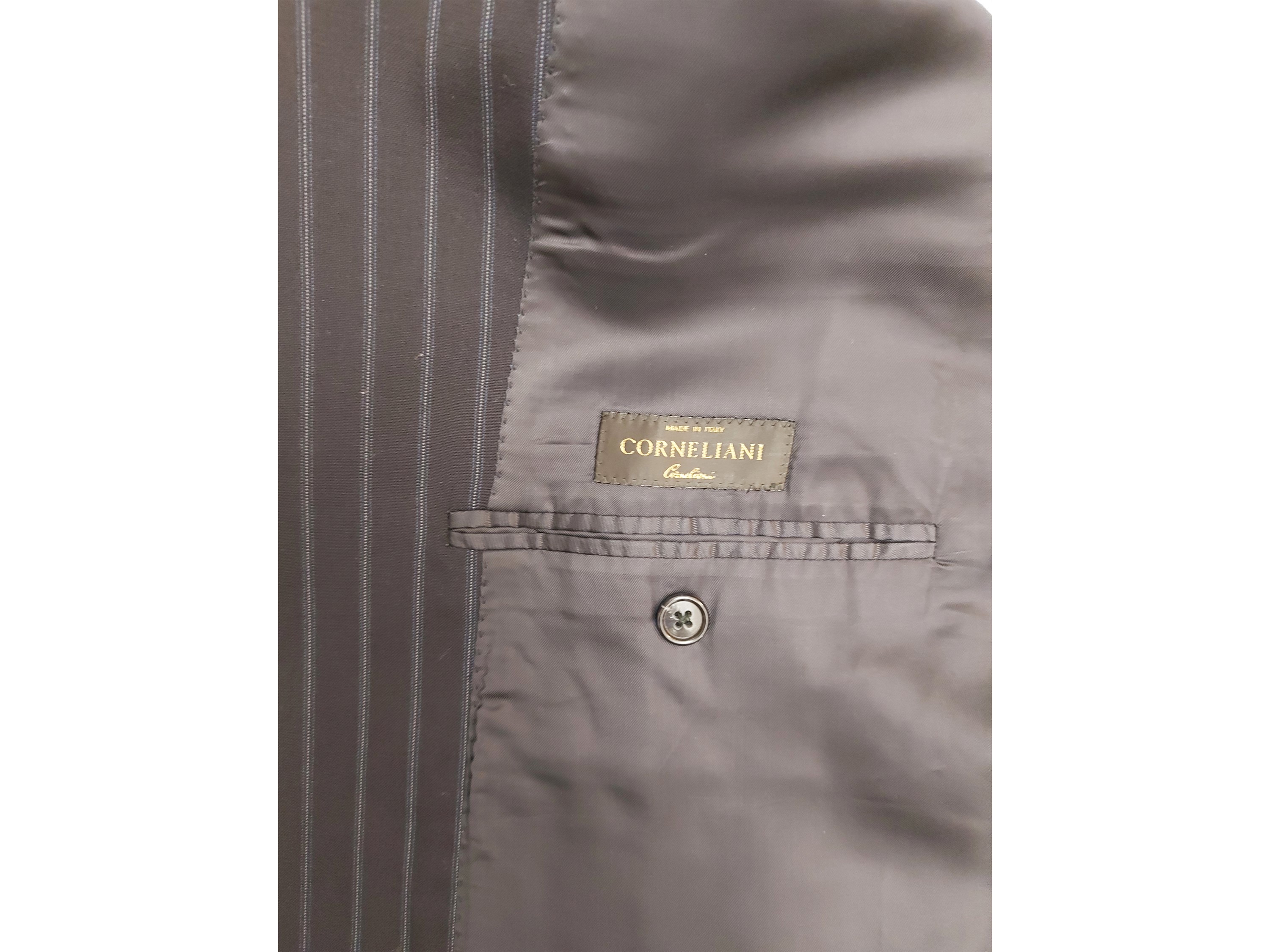 Corneliani, Completo da uomo gessato blu in lana Super 100's