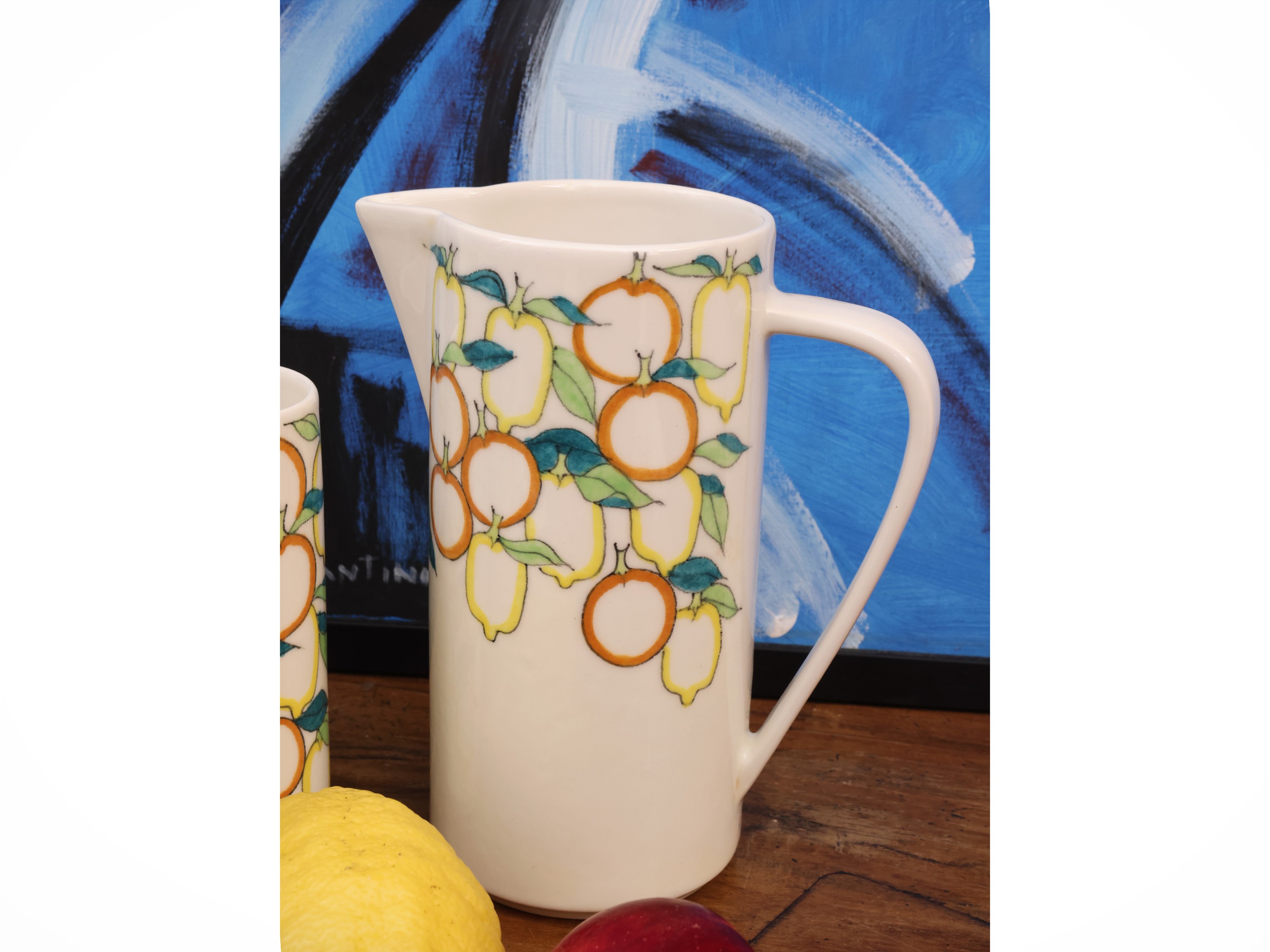 Ernestine, Set da spremuta in ceramica decorata con agrumi (anni Sessanta)