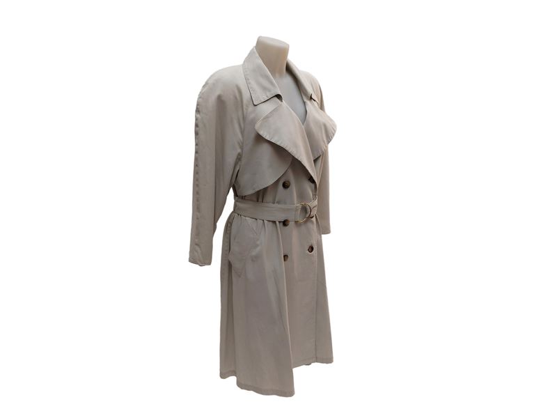 Hermès - Trench lungo in cotone bianco ghiaccio