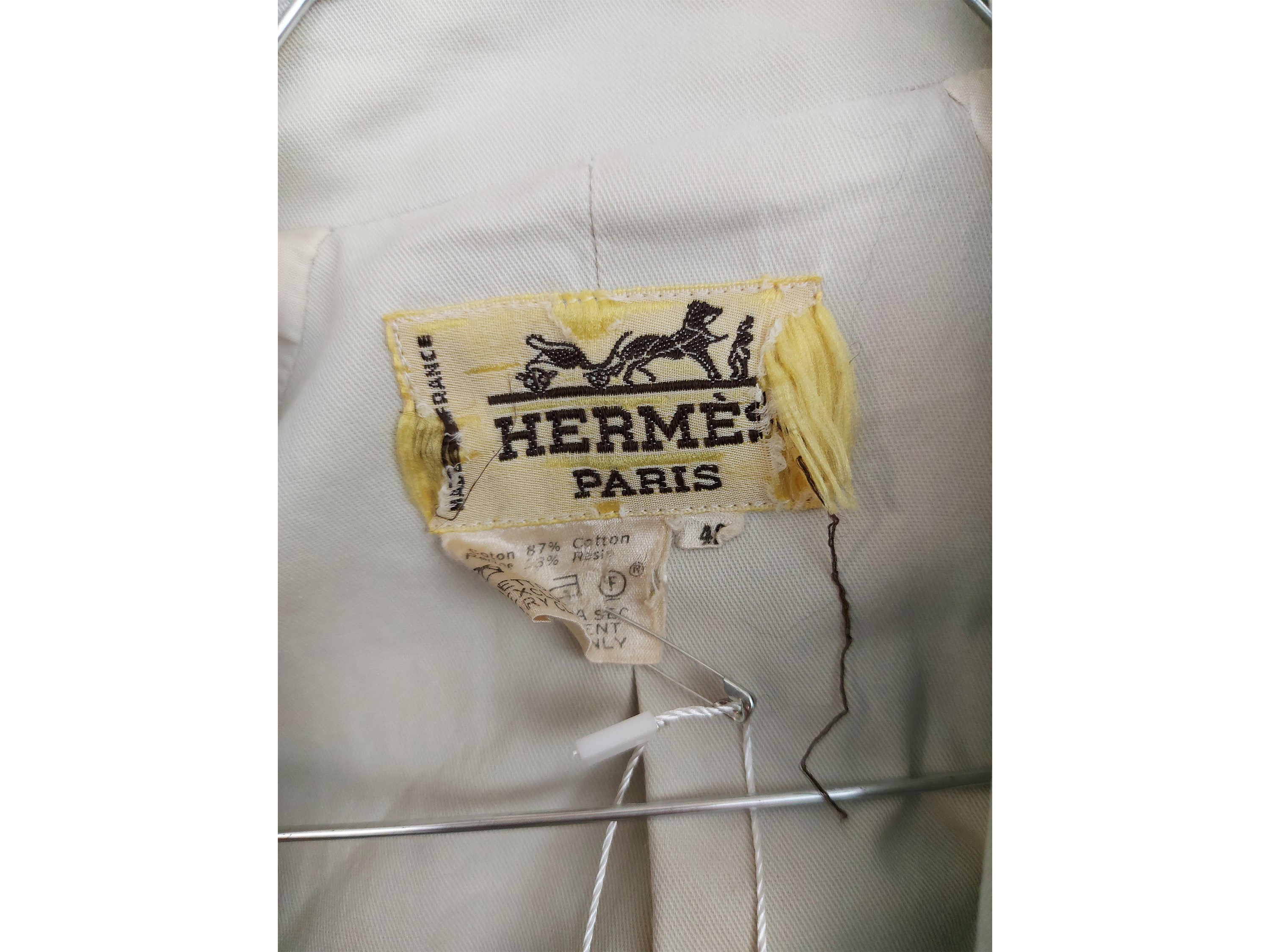 Hermès - Trench lungo in cotone bianco ghiaccio