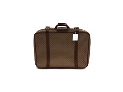 Gucci, Valigia piccola in tela monogram beige con finiture in pelle