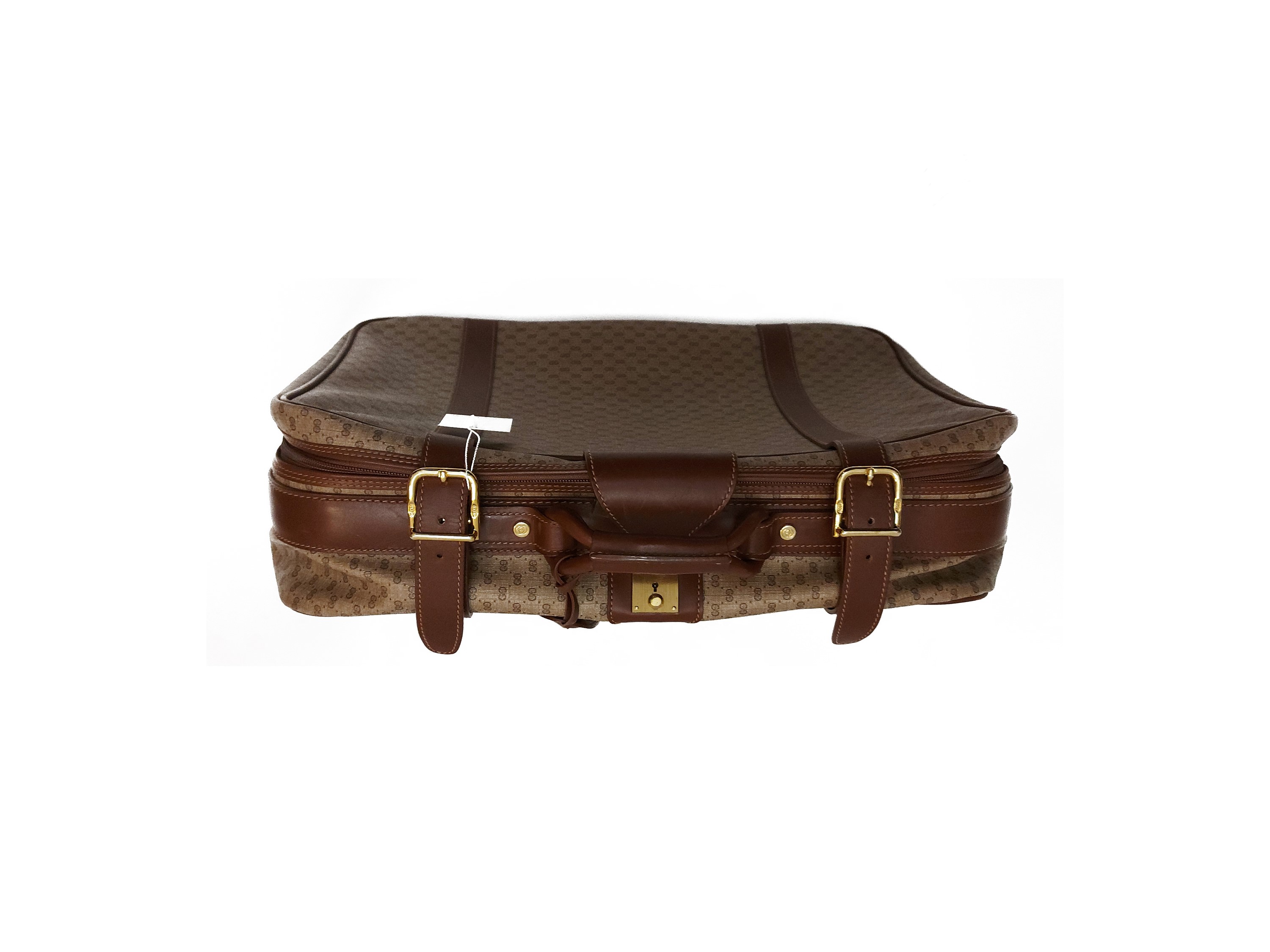 Gucci, Valigia piccola in tela monogram beige con finiture in pelle