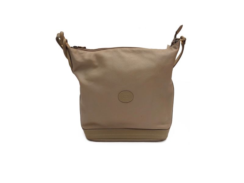 Gucci, Borsa tote in pelle martellata beige con tracolla regolabile