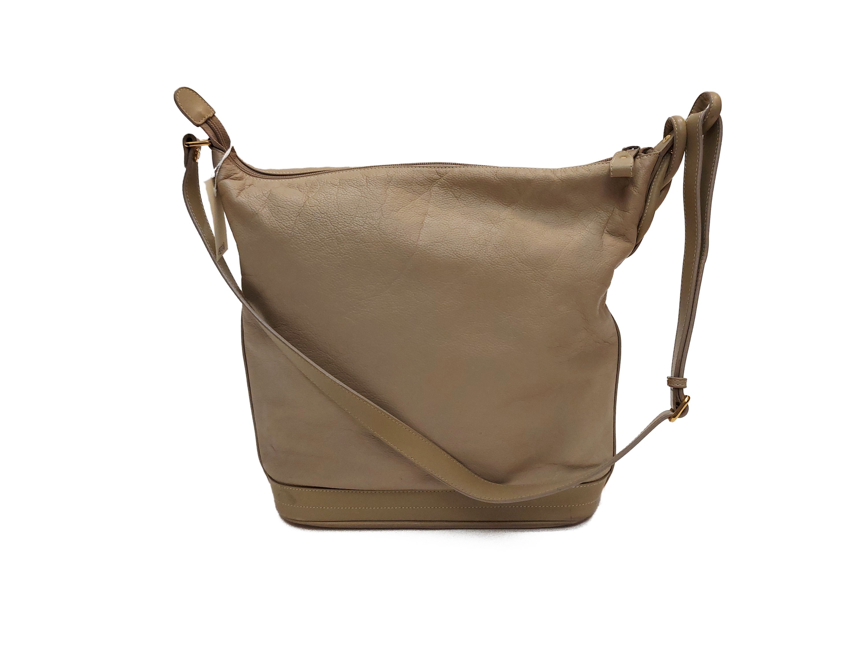 Gucci, Borsa tote in pelle martellata beige con tracolla regolabile